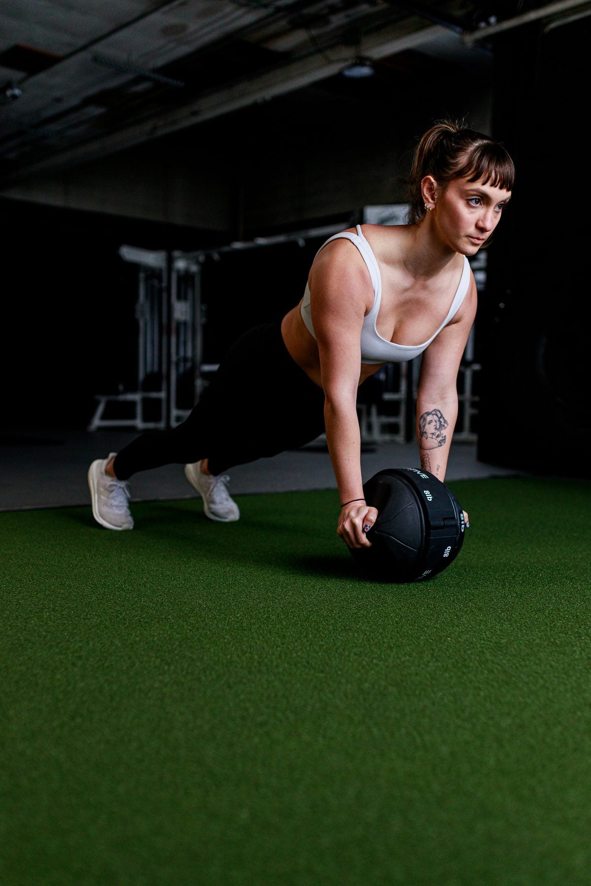 Back — Push Ups with hand on the adjustable medicine ball