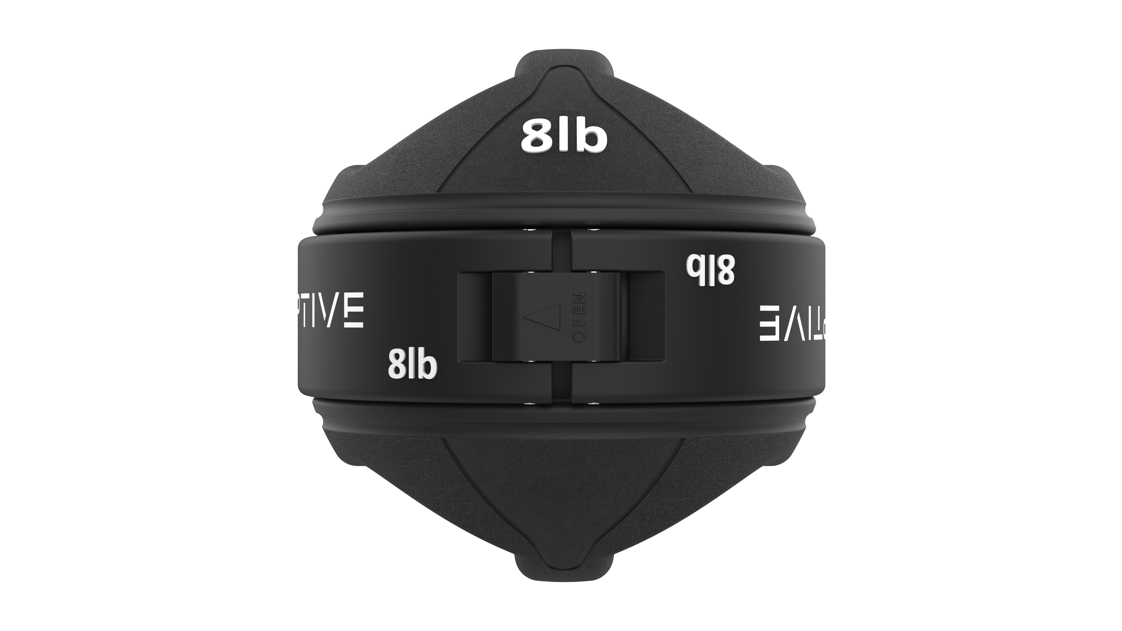 16lb adjustable medicine ball with black 8lb band, top-down view